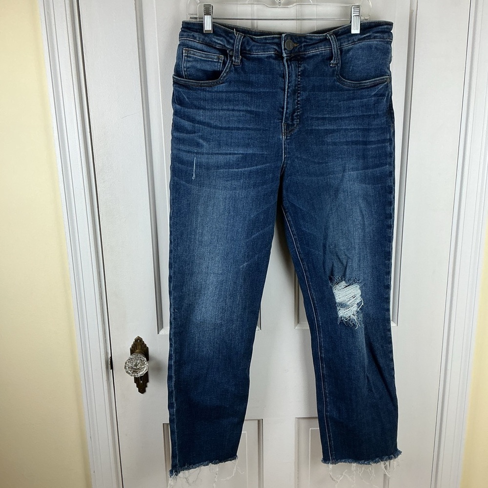 KUT from the Kloth High Rise Jeans Distressed Raw Hem Size 14
